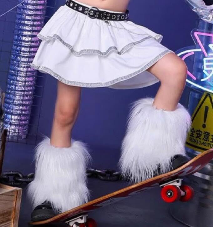 MioCloth Kid Girl Faux Fur Leg Warmers Dance Fuzzy Boot Cuff Cover Kawaii Goth Y2K Accessories Winter Xmas Clothes - Image 2